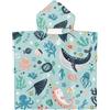 FYting Poncho Mare Bambino,Poncho Mare Bambina,Asciugamano Assorbente In Microfibra 60x60cm Tre In Uno Nuoto per Bambini Spiaggia Protezione Solare Mantello con Cappuccio 2-8 Anni (Balena)