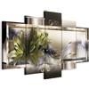 Cuadros B&D XXL - Quadro 100x50 cm 5 Pezzi - Stampa su Tela Strutturata Grande - Quadri Moderni Componibili Camera da Letto Matrimoniale - Stampe da Parete Arte - Fiori Astratto b-C-0153-b-o