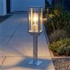 Licht-Erlebnisse Lampada da piedistallo con sensore crepuscolare vintage in alluminio zincato IP44 resistente alle intemperie E27 H:50 cm piccola lampada da giardino da sentiero da esterno con sensore
