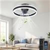 YuYe Ventilatore da soffitto con luce, 3 temperature di colore e 6 velocità, ventilatore da soffitto a LED con lampada, controllo tramite app/telecomando, silenzioso, dimmerabile (Nero, 50CM)