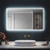 SIRHONA Specchio LED per Bagno Bluetooth 120x70cm Specchio Illuminato per Bagno con Illuminazione Integrata, Antiappannamento, Visualizzazione di Tempo e Temperatura