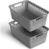 Pro Home Set di 2 cestini portaoggetti da 10 l, con maniglie, senza BPA, organizer da 37 x 26 x 17 cm, colore: antracite, per bagno, cucina, camera da letto, cestino per la casa