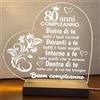 Generic Lampada led personalizzata, Luce notturna decorativa, Lampada notturna a led, base in legno e cavo usb. IDEA REGALO, MAMMA, Papà, NONNA,NONNI, (80 ANNI BUON COMPLEANNO)