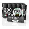 G.M. DISTRIBUZIONE GM 200 Sacchi Neri Grandi Resistenti 90x120 cm Plastica HDPE, 130 litri, Sacchetti indifferenziata, Sacchi spazzatura, Buste Spazzatura, Sacchi condominiali, 25 Rotoli da 8 Buste Immondizia