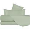 VANITA' DI RASO Completo letto Lenzuola di Raso King Size, Made in Italy, Lenzuolo piano 270x290cm + Lenzuolo Sotto con Angoli 180x200cm + 2 Federe a 2 Volani 50x80cm - Verde Chiaro