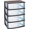 Acan Tradineur - Comò organizzatore "Nilo" - Ideale per la casa o l'ufficio - Fabbricato in plastica - 4 Cassetti Trasparenti - 80,5 x 56 x 40 cm - Colore Nero