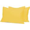 Home Tresor - Coppia Federe per Guanciali Letto con 3 Bottoni Clic Clac, Misura cm. 52x82, Made in Italy, 100% Puro Cotone, 57 fili cm^2, Tinta Unita GIALLO