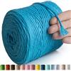 MeriWoolArt® Corda di Cotone 4mm 225m Corda Macramè Naturale, Filato Morbido per Tessuto da Parete, Macrame Fatto A Mano Parete Appeso Boho, Piume Macramè Acchiappasogni, Decorazione Macramè Fai Da Te