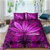 Loussiesd Set di biancheria da letto con foglie di cannabis Marijuana Foglie di marijuana, copriletto trippy, per donne e adulti, con 2 federe, 3 pezzi, colore: viola