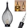 hofstein Lampada solare a LED Pasadena in metallo di colore nero, lampada da esterno con interruttore onoff, lampada solare con effetti luminosi, luci esterne con pannello solare e batteria, durata della