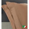 Home Tresor - Raffinata Coppia di Federe Cuscini Letto con Volant - 100% Puro Cotone - Made In Italy - 57 fili cm2 - cm. 52x82 Color Nocciola