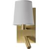 Lindby Applique da Parete con Luce Lettura, Camera Letto o Soggiorno Lampada Comodino in Tessuto Abat Jour Muro Stile Classico Per Leggere Ottone