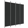 vidaXL Divisorio a 4 Pannelli Nero 200x200 cm in Tessuto