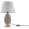 Gicos Lampada lumetto forma pigna con base in ceramica colore tortora cappa bianca 45CM cm attacco lampada E14 TOR-830709