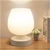 ONEWISH Lampada da tavolo Touch Bedside - moderna piccola lampada per bedroom Living Room Nightstand lampada da scrivania con opal Glass Shade, lampadina a LED calda a 3 vie, dimmerabile, design sempl
