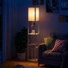 HOMCOM Lampada da Terra Piantana 40W con 3 Scaffale, Attacco E27, Lampada da Pavimento Moderno con Paralume in Plastica, Soggiorno, Salotto, Camera da Letto, Studio, Ufficio, 26x26x160cm, Bianco