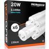 Eurocali 6x Tubi LED 150cm G13 T8 20W 2100 lumen - Luce Bianco Freddo 6500K - Fascio Luminoso 160° - Sostituzione Neon