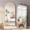 BHFFTHK Specchio a Figura Intera 180x80 cm,Specchio da Terra ad Arco con Specchio da Parete Grande con Cornice in Alluminio e vetro infrangibile,Appoggiare o Appendere per Soggiorno,Corridoio,Nero