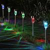 BAKAJI Set 10 Lampade da Giardino LED Ricarica Solare Impermeabili 30 cm Paletti in Acciaio Luci per Sentieri Segnapasso Illuminazione per esterno Crepuscolare (Luce RGB Cambio Colore)