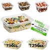 G.M. DISTRIBUZIONE GM - 100 Vaschette Rettangolari Trasparenti 1000 cc in PET con Coperchio Unito, Contenitori Ermetici Idonei al Contatto Alimentare per Gastronomia, Asporto e Pranzo Ufficio - 17×10,5×6h cm
