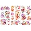 Peacoblue Trasferibili a Strofinamento per Artigianato 3Pcs Peonie francesi 15cmx30cm, UV DTF Trasferimento impermeabile per cassettiera Dresser Vetro Porcellana Legno Plastica