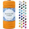Uiopa Corda Macrame 2mm x 200m, Filo Macrame Corda Cotone Macramè Filo, 3 Fili Cordoncino Cotone Spago Colorata, Cordino per Borse Uncinetto Arazzo da Parete Artigianato Fai Da Te Appendini per Piante