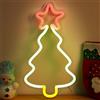 Chi-buy Segnale al neon LED per albero di Natale carino insegna al neon alimentata tramite USB, luce notturna, decorazione da parete 3D e sala giochi, camera da letto, soggiorno, decorazione