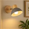 maolo Applique da Parete Stile Nordico con Snodo Orientabile | Attacco E27 max 60W | Design in Legno Naturale e Metallo Opaco | Luce Direzionale per Camera, Corridoio, Soggiorno - Grigio Antracite