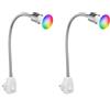 ledscom.de 2x zoccolo LESCH lampada da lettura a collo d'oca, interruttore, cromo incl. Smart Home RGBW GU10 LED, 5,41W, 473lm