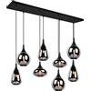 meineWunschleuchte - Lampadario a barra LED a sospensione, 8 luci, vetro cromato con finitura specchio in vetro fumé