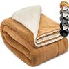 Beautissu coperta plaid Sherpa in pile morbida e calda da divano invernale | 150x200cm XXL Beige/Bianca spessa matrimoniale caldo Alina