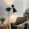 B·LED BARCELONA LED Applique da Parete Camera da Letto Articolata Nera Dorata Vintage Retro Lettura Letto - Lampada da Parete Interna con Braccio Estensibile e Paralume Orientabile, Alluminio E27