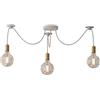 LEDSone Lampadario industriale Edison a 3 teste E27, regolabile, a forma di ragno, con attacco a soffitto (Oro + Lampadina)
