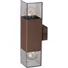 VR VETRINEINRETE Vetrineinrete® Applique da parete a doppia emissione ruggine design moderno in alluminio con diffusori acrilico fumé 2 attacchi E27 IP44 per interni ed esterni