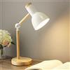 Mengjay Trade Lampada da Tavolo Nordic Moderna per Camera da Letto con Protezione per gli Occhi, Lampada da Scrivania Industriale Regolabile E27, Luce Notturna per Bambini, Studio, Ufficio (Bianca)