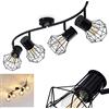 hofstein Plafoniera Bardhaman, plafoniera in metallo nero, 4 luci, 4 x attacco E27, max. 40 Watt, faretto in design retrò/vintage, effetto reticolato e luce indiretta, adatto a LED