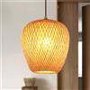 GUANSHAN Lampada da soffitto in bambù intrecciato a mano Filo di bambù naturale Lampadario a sospensione a sospensione in stile pastorale per bar, caffè, loft, ristorante, soggiorno