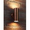 Auraglow Doppia Applique Up Down Effetto Rame, LED Bianco Caldo | Lampada IP44 interno esterno, diffusori in vetro, 2 lampadine incluse, per ingresso, portone e garage