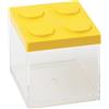 OMADA Design Contenitore Confettata per Confetti o Caramelle, Tipo Mattoncino, in Plastica Trasparente e Coperchio Colorato - 500 ml - 10x10x10,5 cm