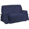 SaRani Copridivano FIOCCO con Laccetti, Tessuto Pesante per Tappezzeria, Vestibilità Universale e Copertura Totale del Divano, Produzione Sartoriale Italiana (Panama Blu Navy, 2 posti)