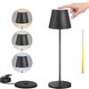 FUYO Lampada da Tavolo Senza Fili Ricaricabile Touch LED Lampada da Tavolo con Base di Ricarica a Contatto, Dimmerabile 3000K-6000K, IP54 per Interni Esterni Pranzo Giardino Hotel (Nero)