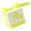 C.X.Y. 50pz Bomboniere Scatola CUORE Porta Confetti Segnaposto Regalo con il nastro raso (GIALLO)