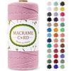 LEREATI Corda Macrame 2mm x 200m, Filo Macrame Cordoncino Cotone Naturale Spago Colorato, Cordino per Borse Uncinetto, Arazzo da Parete, Fai da Te Artigianato, Decorazioni (Rosa)