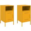 vidaXL Comodini 2pz Giallo Senape 36x39x68cm Acciaio Laminato a Freddo, mobiletto, Mobile Camera da Letto, Comodino in Metallo, tavolino da Letto