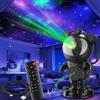 tectake® Lampada Astronauta Cielo Stellato, Proiettore Stelle a LED, 4 Colori RGB, Altoparlante Bluetooth e Musica, Testa Girevole 360°, Telecomando, Cavo USB-C, Regalo Bambini e Adulti - Nero