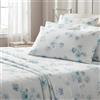 Caleffi Completo Lenzuola Matrimoniale in Cotone Art. Flores Azzurro Lenzuolo Sopra, Sotto con angoli e 2 Federe