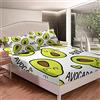 Loussiesd Set di lenzuola, motivo avocado verde in stile fumetto, per bambini e ragazzi, adorabile, simpatico, 3 pezzi, per letto king size