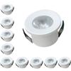 damastoreitalia set 10 Faretto a led cob da incasso in alluminio bianco punto luce 1w 220v per controsoffittature scale cielo stellato (Bianco - Luce naturale 4000K)