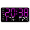 LVYXON Orologio da parete digitale a LED con sveglia, temperatura, visualizzazione della data e della settimana, attivazione vocale, luce diurna e interruttore °F/°C, alimentato tramite USB o a batteria, per
