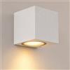 Partenopea® Applique lampada da parete a muro per lampadine LED gu10 potenza max supportata 10w per interno esterno IP54 moderno faretto monoemissione (Cubico, Bianca luce calda 3000K)